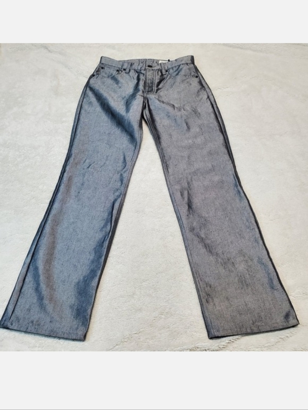 Rag & Bone Shine Metallic Mid‎ Rise Straight Leg Festival Party Gatsby Jeans 23